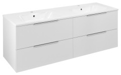 CIRASA umyvadlová skříňka s dvojumyvadlem 141x54x46cm, bílá lesk (CR141-3030-21)