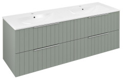 CIRASA umyvadlová skříňka s dvojumyvadlem 141x54x46cm, verde strip (CR141-4444S-21)
