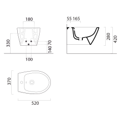 MODO bidet závěsný 37x52cm, creta mat (9864108)