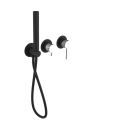 ULTRASAN podomítková sprchová/vanová baterie s ruční sprchou, 2 výstupy, černá mat/chrom (UT045VBC)