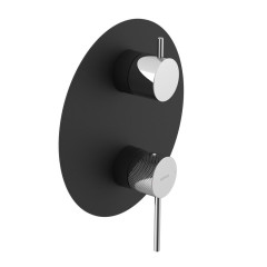 ULTRASAN podomítková sprchová baterie, 3 výstupy, otočný přepínač, černá mat/chrom (UT044VBC)