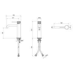 ULTRASAN stojánková umyvadlová baterie střední, černá mat/zlato mat (UT004VBG)
