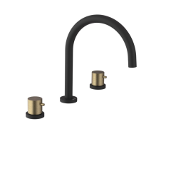 ULTRASAN tříprvková stojánková umyvadlová baterie, černá mat/zlato mat (UT017VBG)