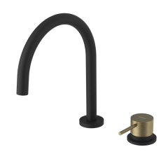 ULTRASAN dvouprvková stojánková umyvadlová baterie, černá mat/zlato mat (UT019VBG)