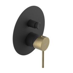 ULTRASAN podomítková sprchová baterie, 2 výstupy, černá mat/zlato mat (UT042VBG)