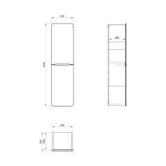 KERALA skříňka vysoká 38x143x32cm, 2x dvířka, levá/pravá, carina/antracit matný (KR350-4134)