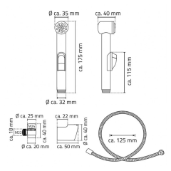 LYON sprchový set pro vodovodní baterii F22x1 a F24x1, chrom (A120500)(2)