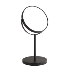 ANNA kosmetické zrcátko na postavení, Ø 163mm, oboustranné, černá mat (211214)