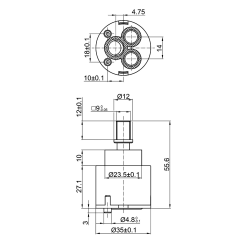 Přepínač kartuše, 2 výstupy, 35mm (ACCR014)