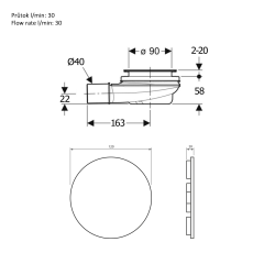 MIRAI vaničkový sifon, průměr 90mm, DN40, krytka černá mat (72730B)