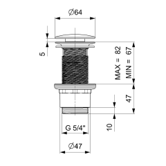 Umyvadlová výpust 5/4“, neuzavíratelná, velká zátka, 10-80mm, ABS/bílá (CV1232W)