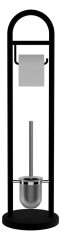 JUNDAH stojan s držákem na toaletní papír a WC štětkou, černá (11123110)