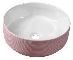 ARDEA keramické umyvadlo na desku, Ø 41cm, růžová (AR041)