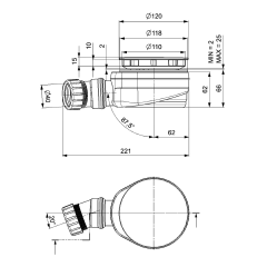 Vaničkový sifon, průměr 90mm, DN40, nízký, krytka nerez (17916)
