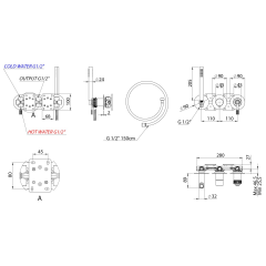 VERSI podomítková sprchová/vanová baterie s ruční sprchou, 2 výstupy, bronz (RV052/18)