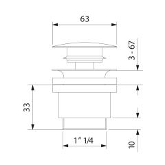 MINIMAL umyvadlová výpust 5/4“, univerzální, velká krytka, nerez mat (MI059)