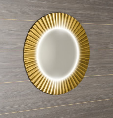PRIDE kulaté zrcadlo s LED osvětlením v rámu ø 90cm, zlato (PD950) (2)