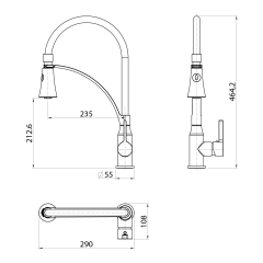 HEBE stojánková dřezová baterie se sprškou, chrom (HT430)