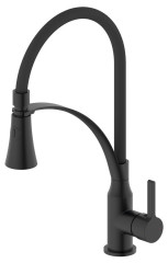 HEBE stojánková dřezová baterie se sprškou, černá mat (HT430B)