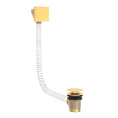 Tres odpadová a napouštěcí vanová hranatá souprava KASKÁDA s přepadem, CLICK-CLACK, délka 980mm, zátka 70mm, zlato mat (03453440OM)