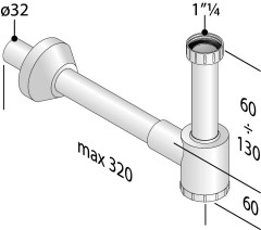 CRONO umyvadlový sifon 5/4", DN32, bílá (151.108.0) (2)