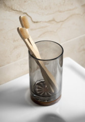 FIGO sklenka na postavení, kouřové sklo/dřevo (08398) (3)