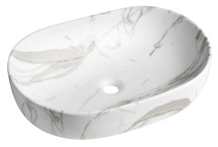 CALEO keramické umyvadlo na desku, 60x42cm, bianco carrara (CA590BC)