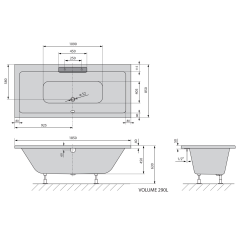 CASCATA obdélníková vana 185x85x45cm, kaskáda černá (73836.102)