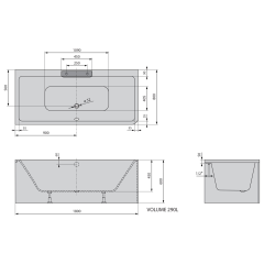 CASCATA L MONOLITH obdélníková vana 180x80x60cm, kaskáda černá (73836ML.102)