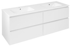 EZARA dvojumyvadlová skříňka 140x55x46cm, bílá lesk (EZ141-3030)