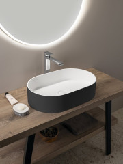 THIN umyvadlo na desku, Rockstone, 55x35cm, carina/bílá mat (WN205-41) (3)