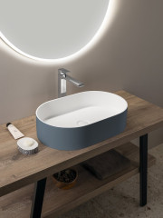 THIN umyvadlo na desku, Rockstone, 55x35cm, siena/bílá mat (WN205-42) (3)