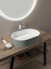 THIN umyvadlo na desku, Rockstone, 55x35cm, verde/bílá mat (WN205-44) (3)