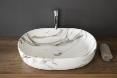 CALEO keramické umyvadlo na desku, 60x42cm, bianco carrara (CA590BC) (6)
