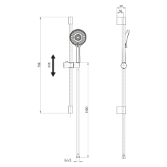 Sprchová souprava, posuvný držák 708mm, zlato mat (SC715GB)