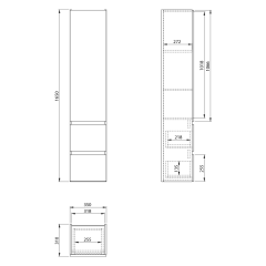 PANEDA STRIP skříňka vysoká 35x165x31cm, levá/pravá, dub emporio (PN265)