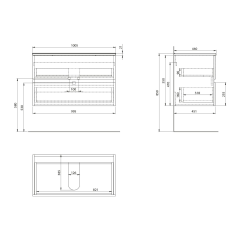 PANEDA STRIP umyvadlová skříňka 99,5x55x45,2cm, dub emporio (PN310)