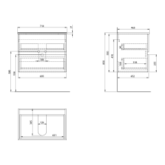 PANEDA STRIP umyvadlová skříňka 69,5x55x45,2cm, dub emporio (PN370)