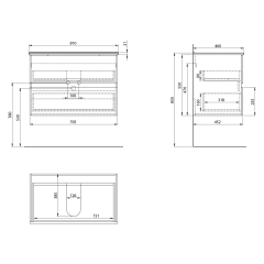 PANEDA STRIP umyvadlová skříňka 79,5x55x45,2cm, dub emporio (PN380)