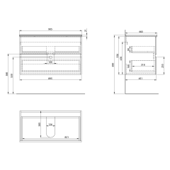 PANEDA STRIP umyvadlová skříňka 89,5x55x45,2cm, dub emporio (PN390)