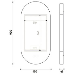 Bílé LED zrcadlo 450x900 se dvěma dotykovými senzory
