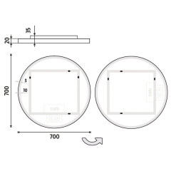 Bílé kulaté LED zrcadlo pr. 700 mm se dvěma dotykovými senzory