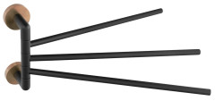 LARISSA trojitý držák ručníků otočný 350mm, černá/měď mat (WS022BC)