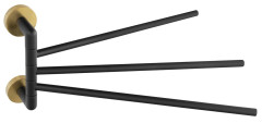 LARISSA trojitý držák ručníků otočný 350mm, černá/zlato mat (WS022BG)
