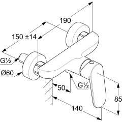 KLUDI X1 sprchová jednopáková baterie, rozteč 150mm, černá matná (328313975) (2)