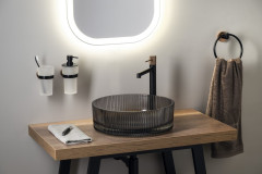 LARISSA držák ručníků kruh, černá/měď mat (WS006BC) (3)