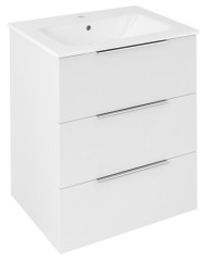 CIRASA umyvadlová skříňka 59,2x75x46cm, 3x zásuvka, bílá lesk (CR631-3030)