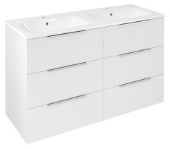 CIRASA umyvadlová skříňka s dvojumyvadlem 121x77x46cm, 3x zásuvka, bílá lesk (CR121-3030-31)