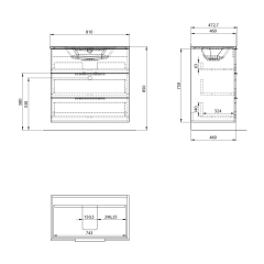 CIRASA umyvadlová skříňka 79,8x75x46cm, 3x zásuvka, borovice rustik (CR831-1616)
