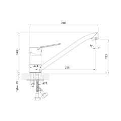 SINTRA ECO 3,8 l/min, stojánková dřezová baterie, chrom (SX070-01)